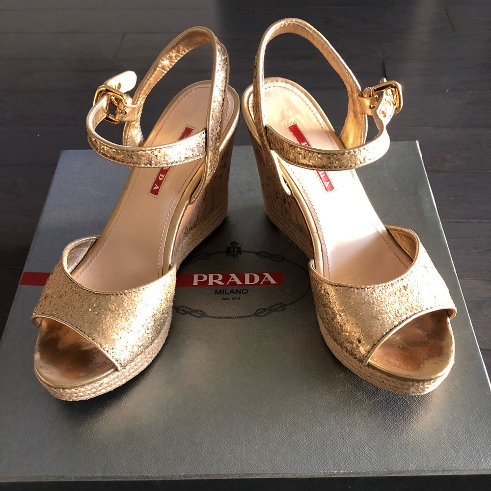 Prada Metallic Gold sandals